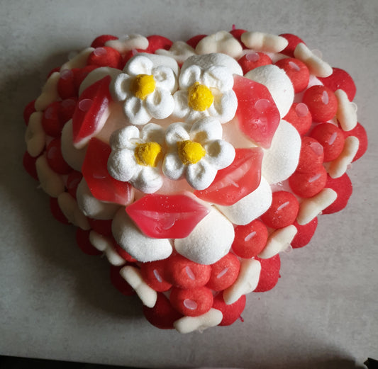 Gâteau de bonbons coeur amoureux
